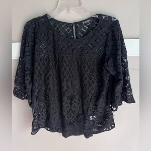 Ami Black Lace Blouse Size M